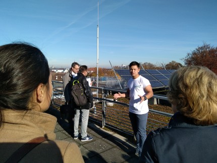 school roof with PV panels 